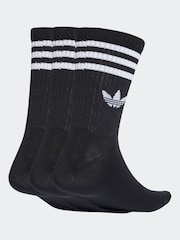 adidas Originals Black 3-Stripes Crew Socks 3 Pairs - Image 2 of 4