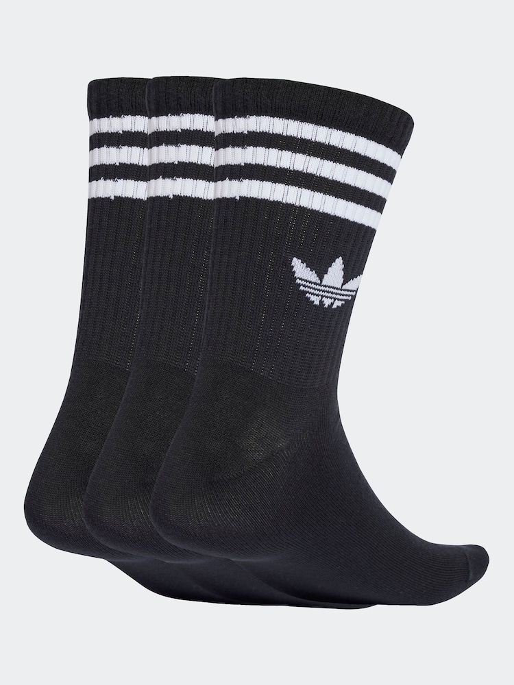 adidas Originals Black 3-Stripes Crew Socks 3 Pairs - Image 2 of 4 adidas Originals Black 3-Stripes Crew Socks 3 Pairs - Image 2 of 4
