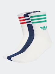 adidas Originals Off White 3-Stripes Crew Socks 3 Pairs - Image 1 of 4