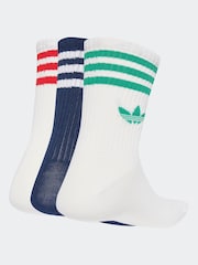 adidas Originals Off White 3-Stripes Crew Socks 3 Pairs - Image 2 of 4