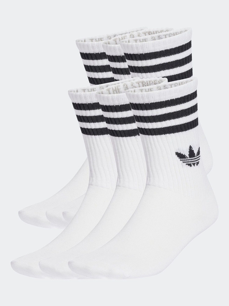 adidas Originals White Crew Socks 6 Pack - Image 1 of 4 adidas Originals White Crew Socks 6 Pack - Image 1 of 4