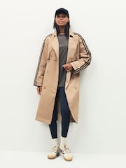 adidas Originals Brown 3-Stripes Twill Trenchcoat - Image 2 of 8