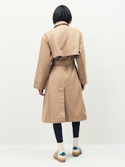 adidas Originals Brown 3-Stripes Twill Trenchcoat - Image 3 of 8
