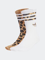 Braun - adidas Originals Leopard Print Crew Socks 2 Pack - Bild 1 von 5