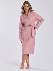 Loungeable Pink 100% Cotton Waffle Robe - Image 1 of 5
