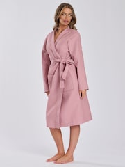 Loungeable Pink 100% Cotton Waffle Robe - Image 4 of 5