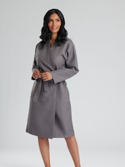 Loungeable Grey 100% Cotton Waffle Robe - Image 1 of 6
