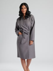 Loungeable Grey 100% Cotton Waffle Robe - Image 3 of 6