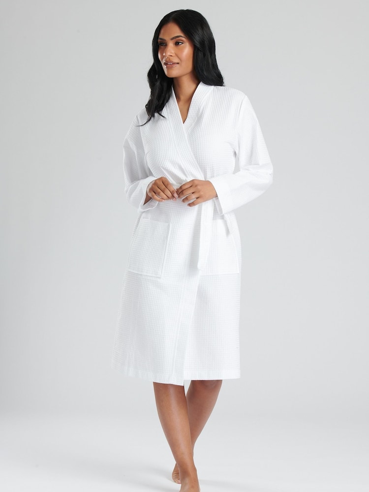 Blanco - Bata de tela waffle de algodón 100% de Loungeable - Imagen 1 de 5 Blanco - Bata de tela waffle de algodón 100% de Loungeable - Imagen 1 de 5