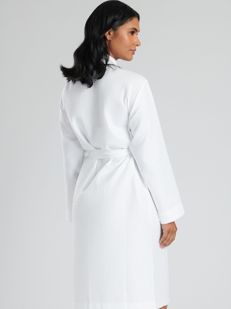 Blanco - Bata de tela waffle de algodón 100% de Loungeable - Imagen 2 de 5 Blanco - Bata de tela waffle de algodón 100% de Loungeable - Imagen 2 de 5