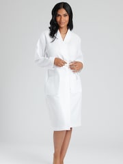 Loungeable White 100% Cotton Waffle Robe - Image 4 of 5