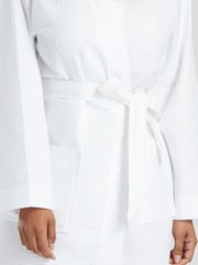 Loungeable White 100% Cotton Waffle Robe - Image 5 of 5