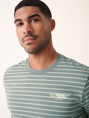 Grey Graphic Print Relaxed Fit Stripe Heavyweight 100% Cotton T-Shirt - Image 5 of 10