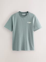Grey Graphic Print Relaxed Fit Stripe Heavyweight 100% Cotton T-Shirt - Image 6 of 10