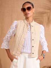 Love & Roses Scallop Edge Detail Denim Gilet - Image 1 of 4