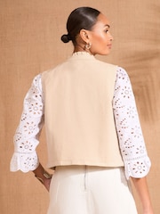 Love & Roses Scallop Edge Detail Denim Gilet - Image 3 of 4