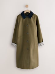 Verde cáqui - Casaco trench coat estilo heirtage com abotoamento simples e gola contrastante - Imagem 6 de 9