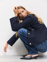 Navy Collarless Button Through Coatigan - Image 4 of 8