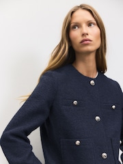 Navy Collarless Button Through Coatigan - Image 5 of 8