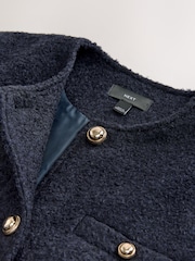 Navy Collarless Button Through Coatigan - Image 7 of 8