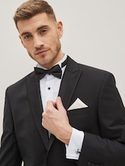 Black Bow Tie, Pocket Square And Cufflinks Set - Image 1 of 8