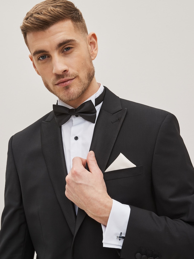 Black Bow Tie, Pocket Square And Cufflinks Set - Image 1 of 8