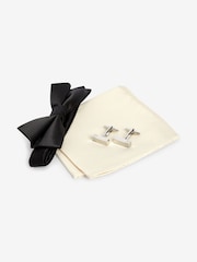 Black Bow Tie, Pocket Square And Cufflinks Set - Image 3 of 8