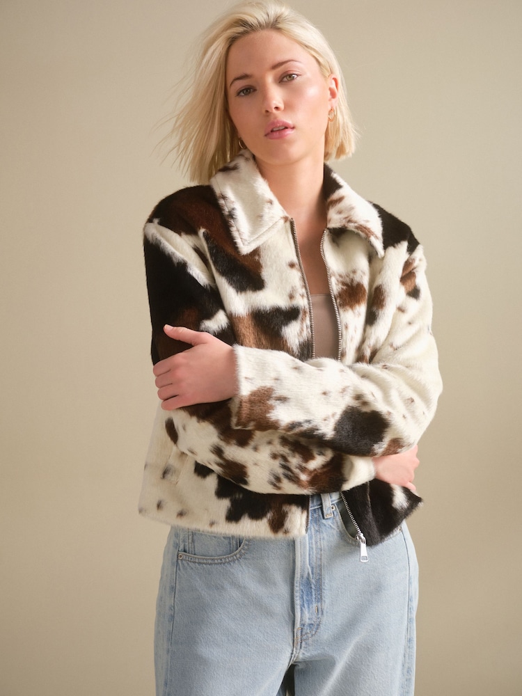 Cow Print Zip Through Jacket - Image 2 of 6