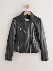 Black N. Real Leather Biker Jacket - Image 1 of 4
