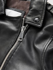 Black N. Real Leather Biker Jacket - Image 3 of 4