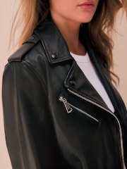 Black N. Premium Real Leather Biker Jacket - Image 5 of 11