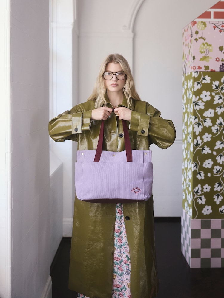 Cath Kidston Purple Boxy Cord Tote Bag - Image 1 of 7