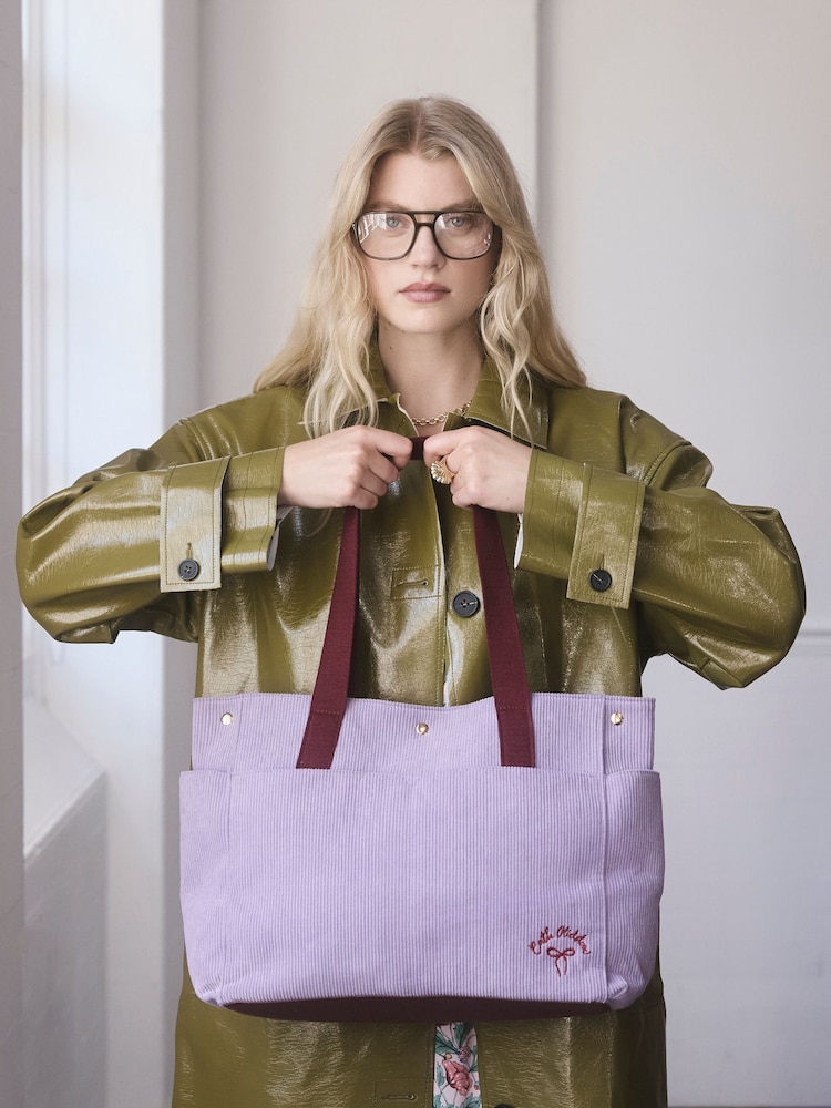Cath Kidston Purple Boxy Cord Tote Bag - Image 1 of 6 Cath Kidston Purple Boxy Cord Tote Bag - Image 1 of 6