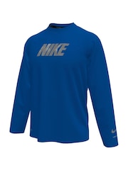 Nike Blue Brand Blast Logo Long Sleeve Hydroguard Rash Vest - Image 3 of 3