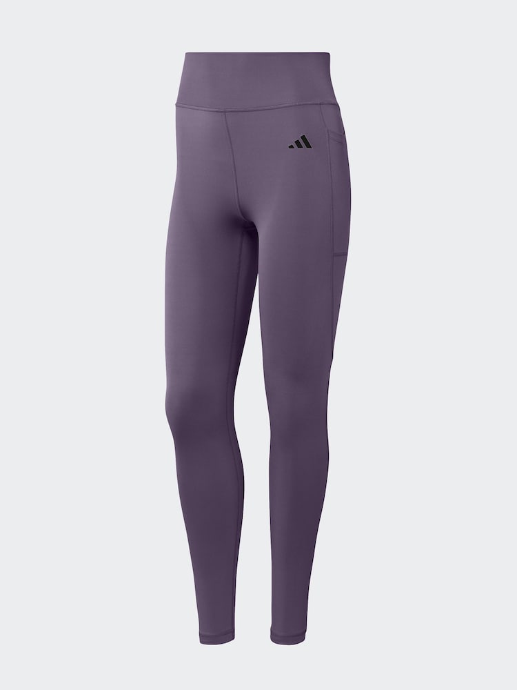 adidas Purple Optime Essentials Stash Pocket Full Length Leggings - Image 1 of 6