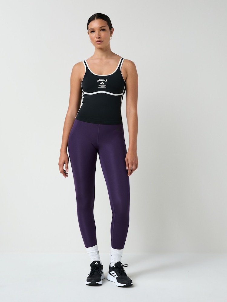 adidas Purple Optime Essentials Stash Pocket Full Length Leggings - Image 6 of 6