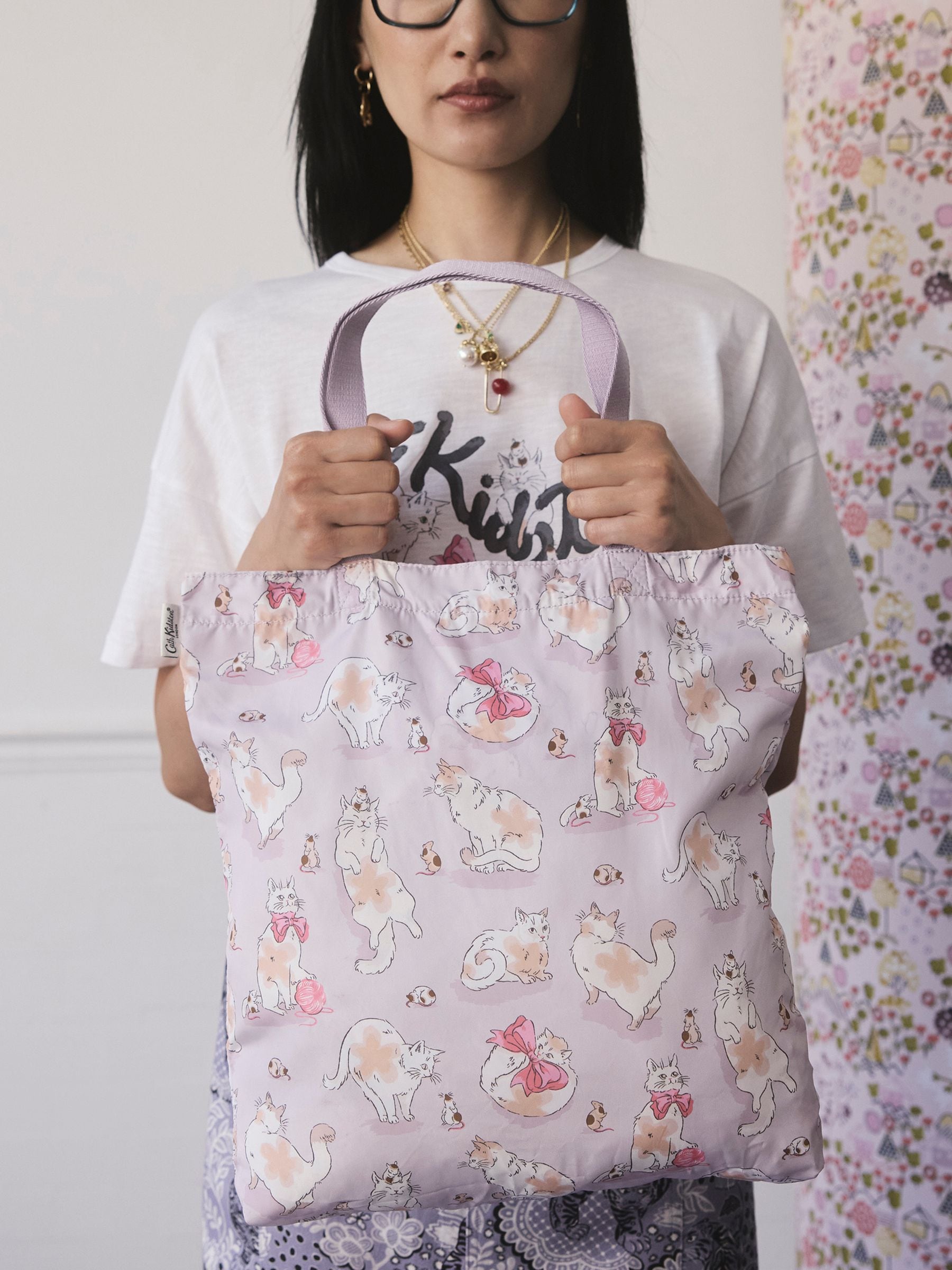 Cath Kidston Purple Cats & Mouse Foldaway Tote Bag