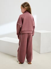 Rust Pink Supersoft Zip Neck Crew and Wide Leg Joggers Set (3-16yrs) - Image 3 of 4