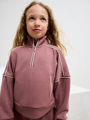 Rust Pink Supersoft Zip Neck Crew and Wide Leg Joggers Set (3-16yrs) - Image 4 of 4