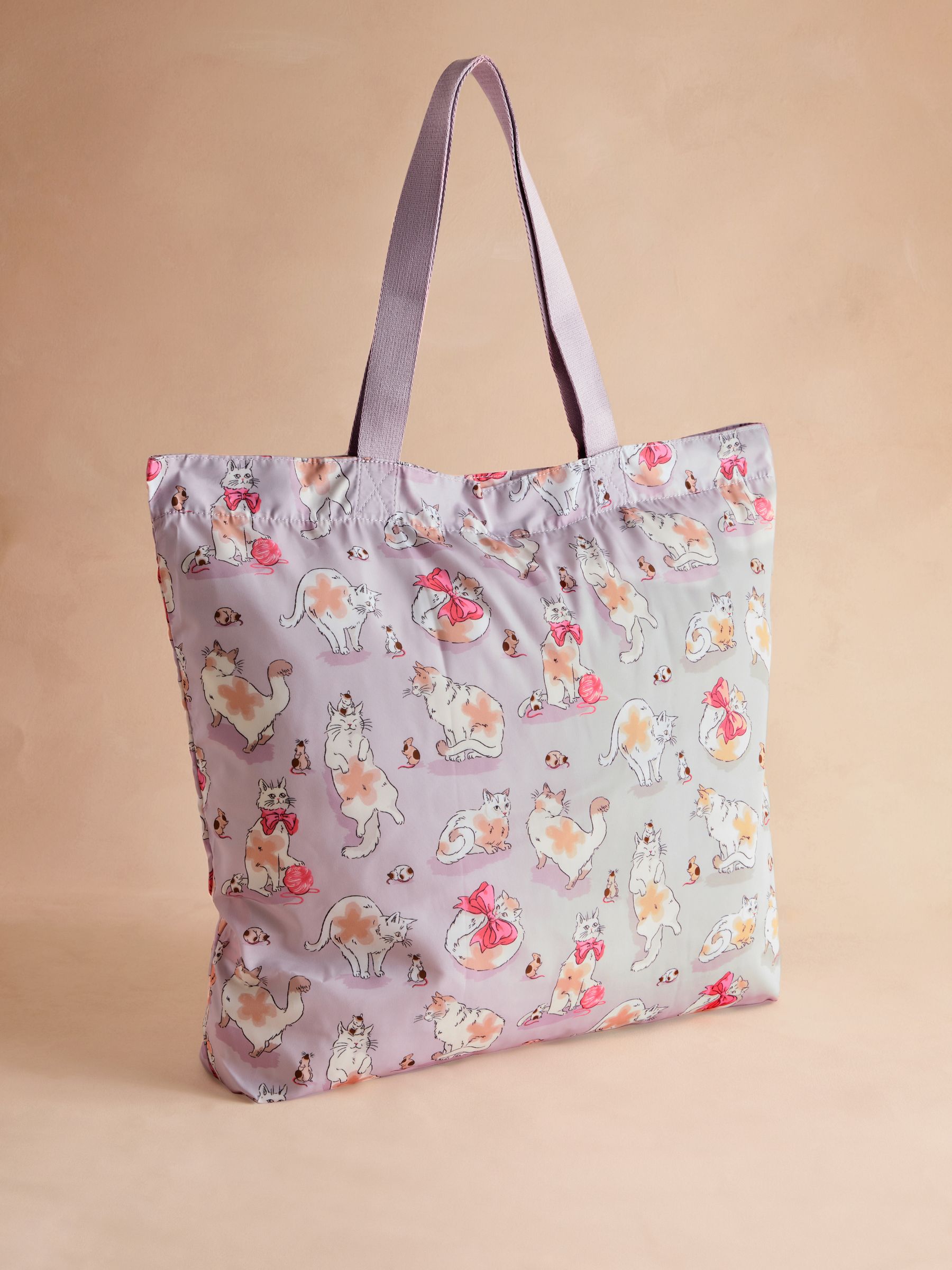 Buy Cath Kidston Purple Cats & Mouse Large Foldaway Tote Bag from