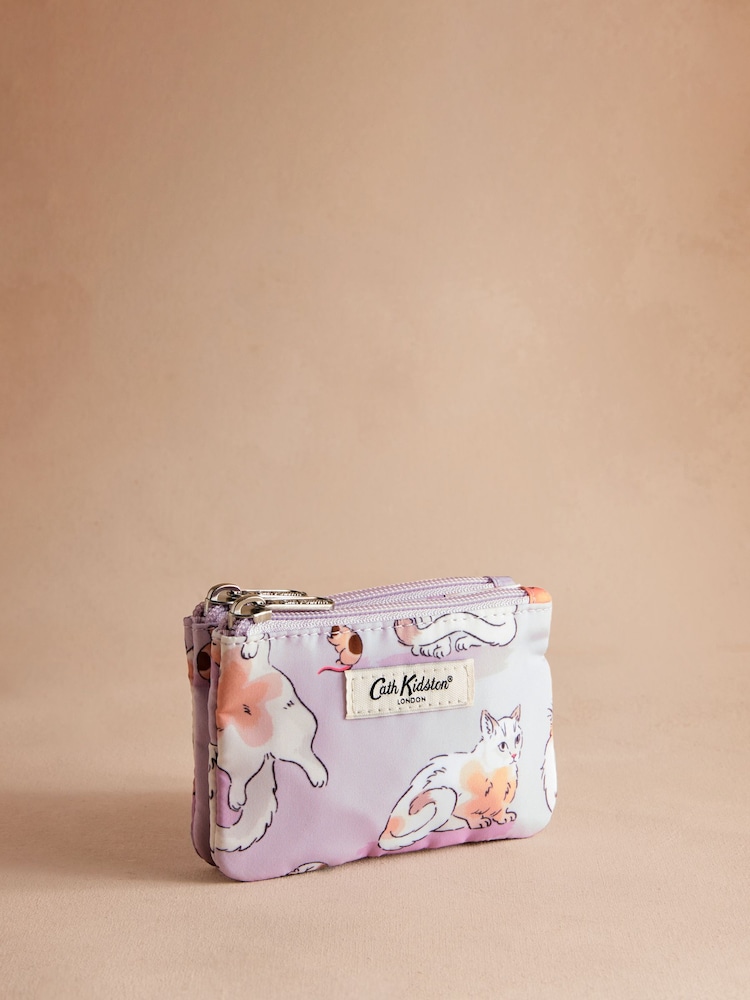 Cath Kidston Purple Cats & Mouse Double Zip Purse - Image 1 of 3