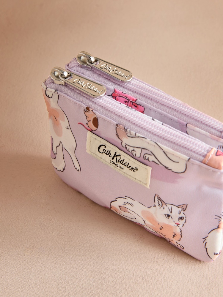 Cath Kidston Purple Cats & Mouse Double Zip Purse - Image 2 of 3