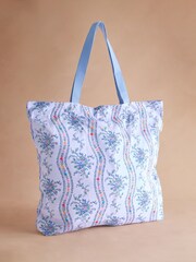 Cath Kidston Blue Archive Marble Large Foldaway Tote Bag - Image 1 of 4