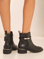 Lipsy Block Heel Faux Leather Lock Strap Ankle Boots - Imagen 3 de 4