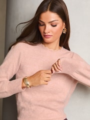 Lipsy Pink Knitted Wool Blend Scalloped Neck Jumper - Image 2 of 4