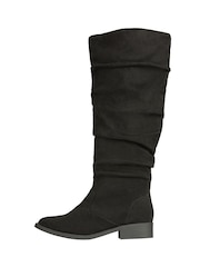 Lipsy Black Wide Fit Suedette Ruched Knee High Boots - Image 5 of 5