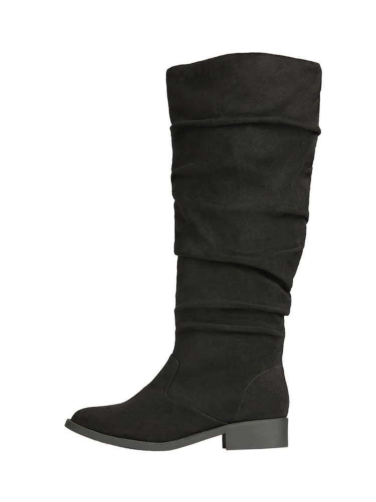 Lipsy Black Wide Fit Suedette Ruched Knee High Boots - Image 5 of 5