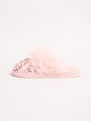 Lipsy Pink Super Soft Mule Faux Fur Nightwear Slippers - Image 5 of 5