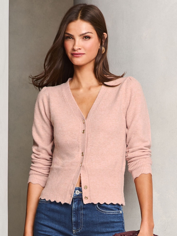Lipsy Pink Knitted Wool Blend Cardigan - Image 1 of 4