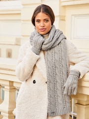 Lipsy Grey Cosy Cable Gloves - Image 4 of 4